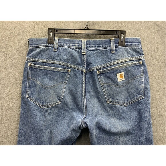 Carhartt Flannel Lined Darkstone Denim Jeans ACTUAL 36x28 Work Relaxed Fit Pants - Picture 12 of 16